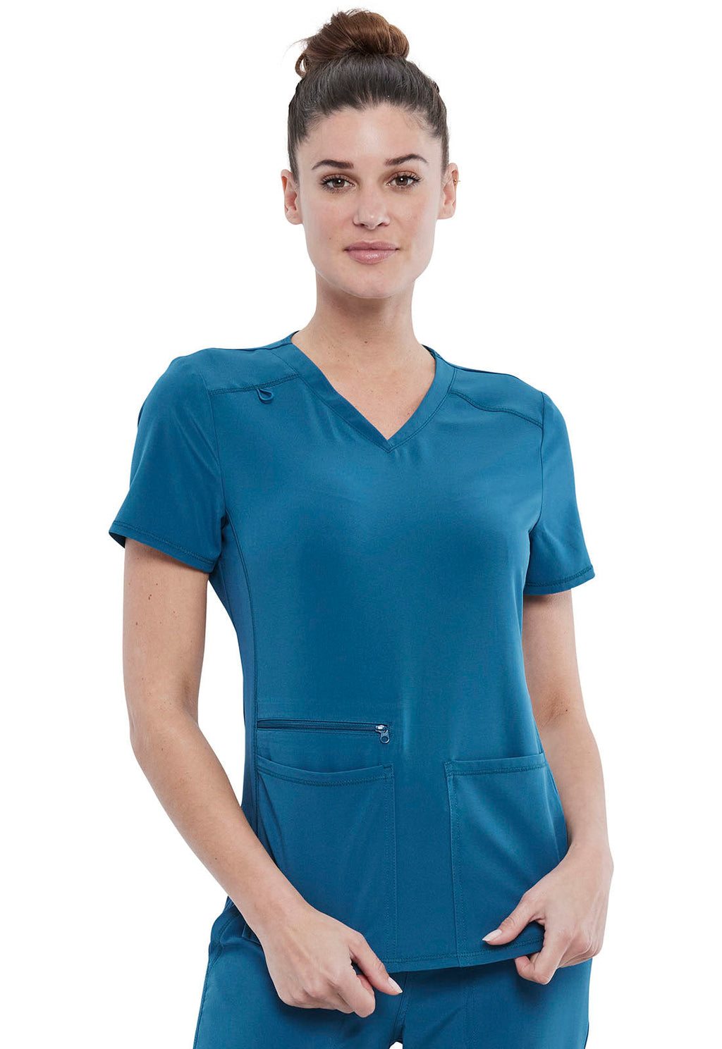 Allura CKA685 Women's V-Neck Scrub Top Caribbean Blue