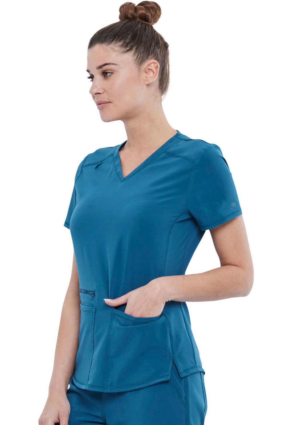 Allura CKA685 Women's V-Neck Scrub Top Caribbean Blue