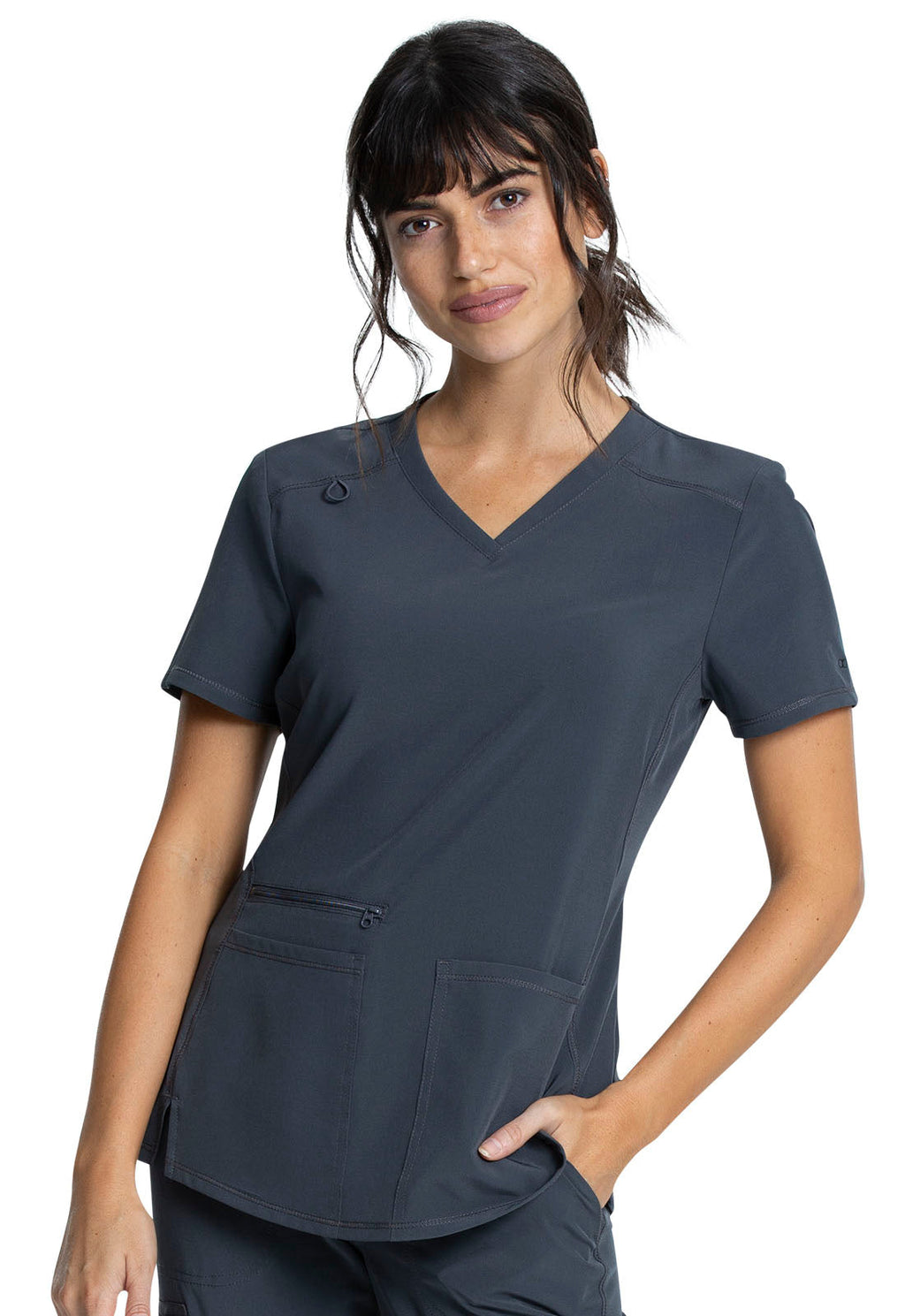Allura CKA685 Women's V-Neck Scrub Top Pewter