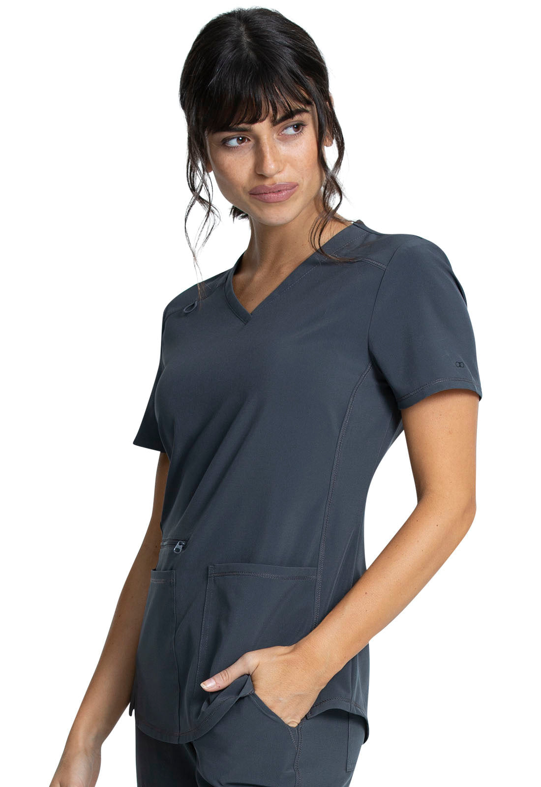 Allura CKA685 Women's V-Neck Scrub Top Pewter