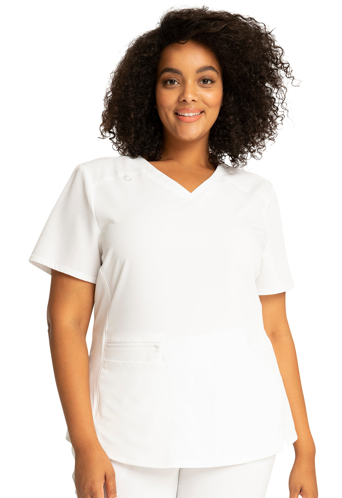 Allura CKA685 Women's V-Neck Scrub Top White