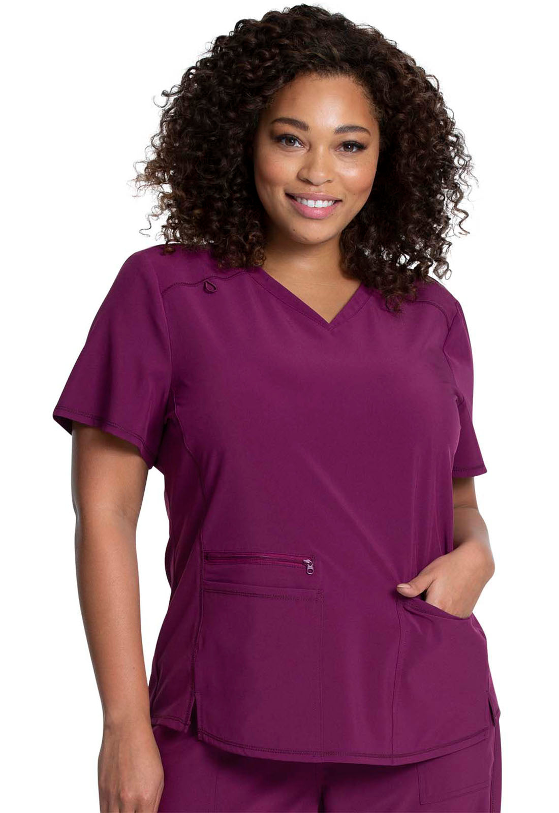 Allura CKA685 Women's V-Neck Scrub Top Wine