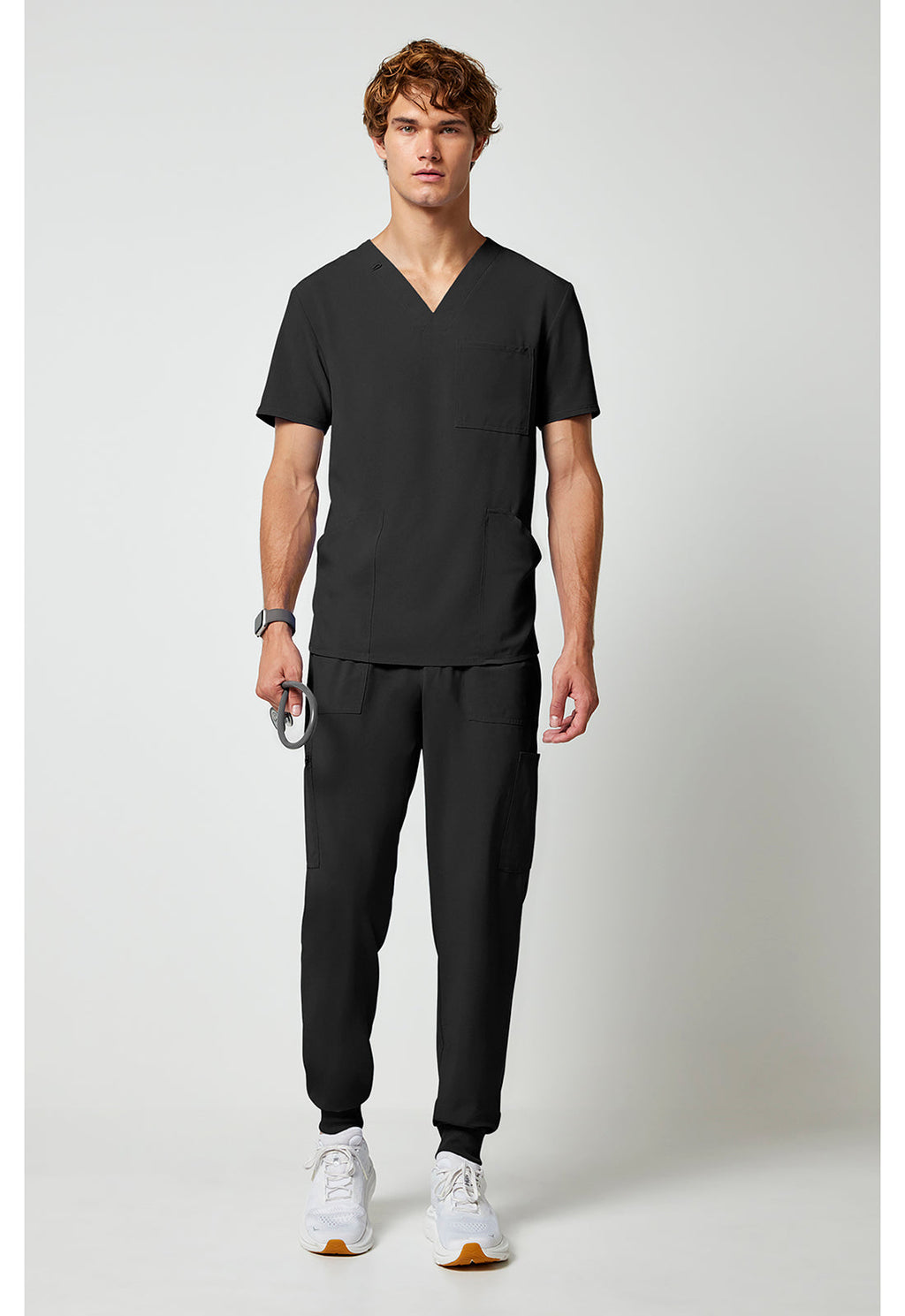 Allura CKA686 Men's V-Neck Scrub Top Black