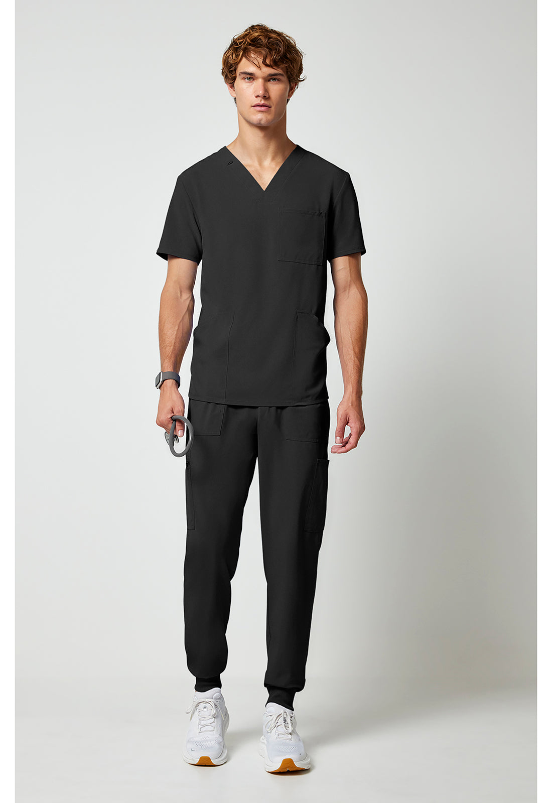 Allura CKA686 Men's V-Neck Scrub Top Black