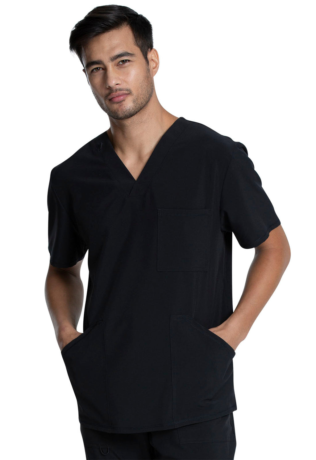 Allura CKA686 Men's V-Neck Scrub Top Black
