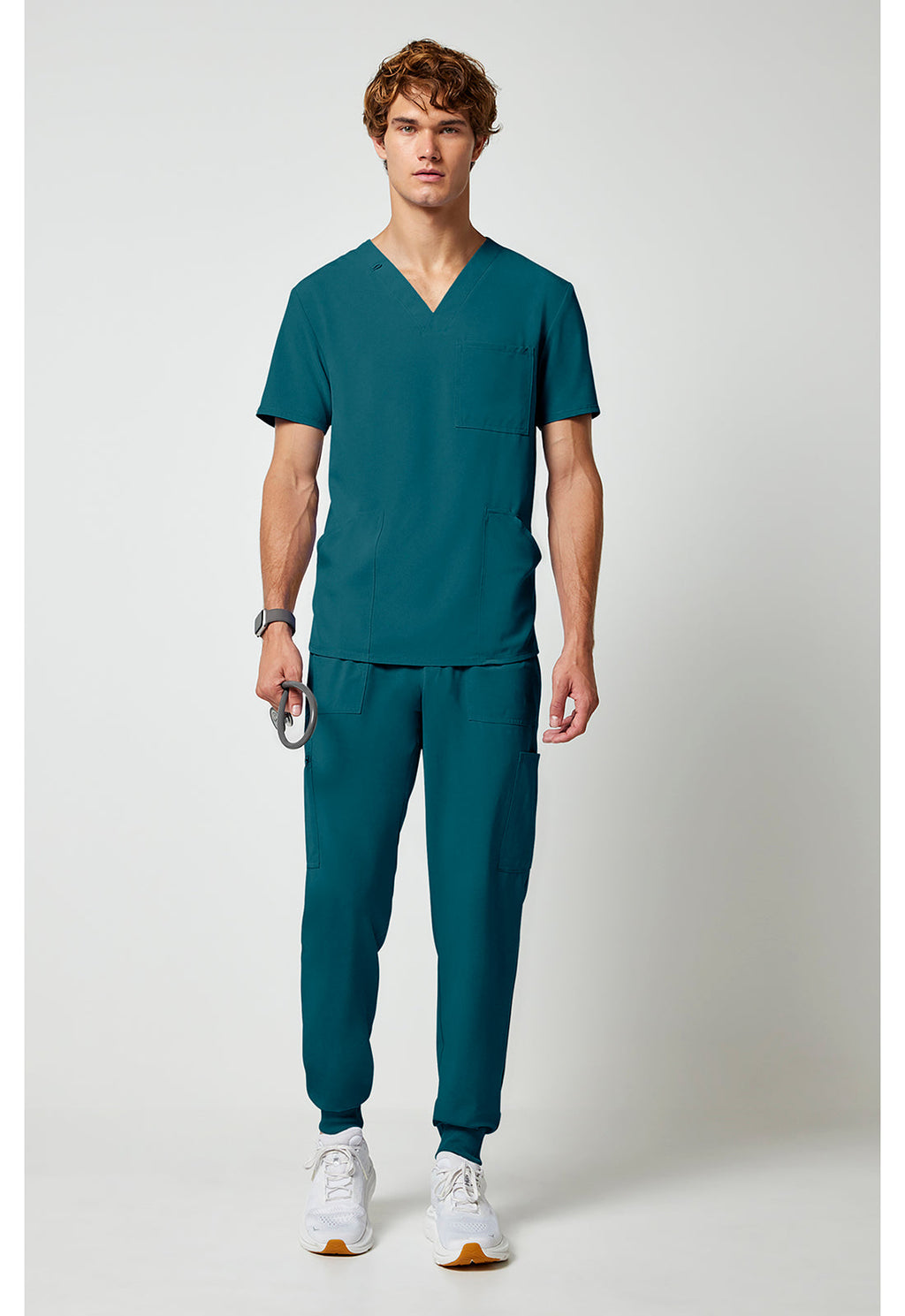 Allura CKA686 Men's V-Neck Scrub Top Caribbean Blue