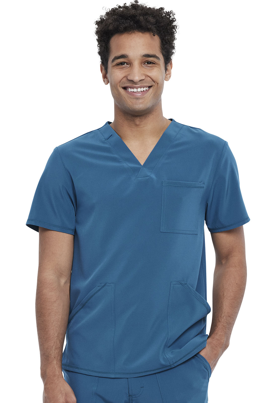 Allura CKA686 Men's V-Neck Scrub Top Caribbean Blue