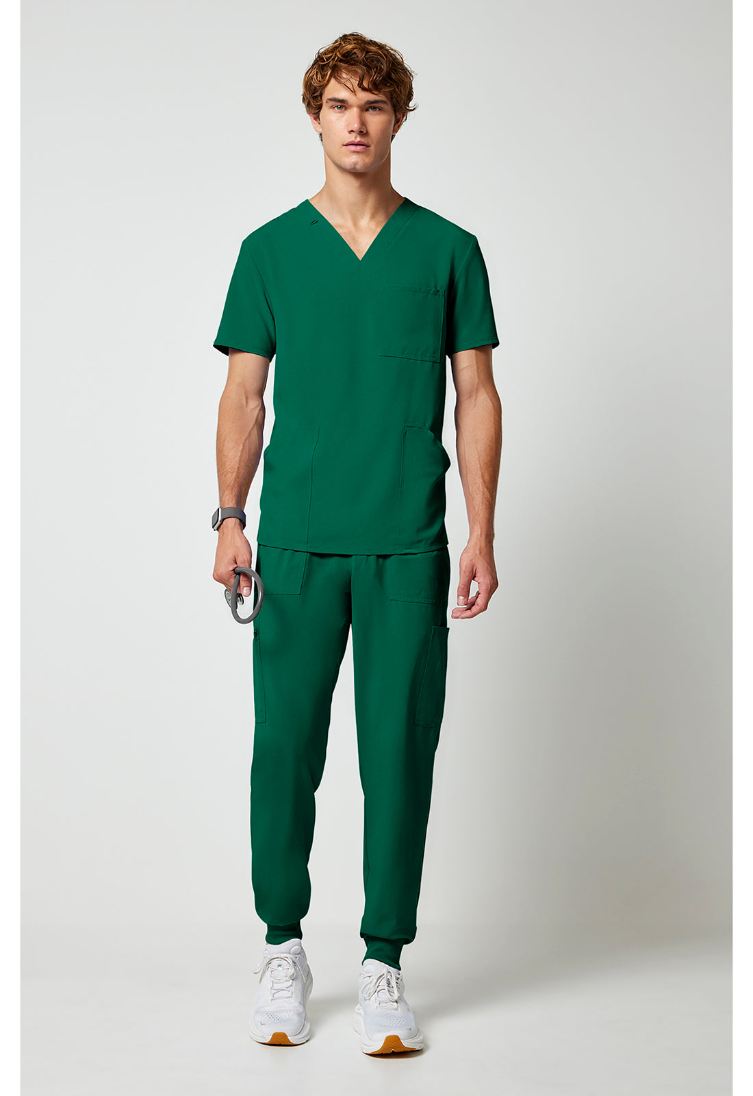 Allura CKA686 Men's V-Neck Scrub Top Hunter Green