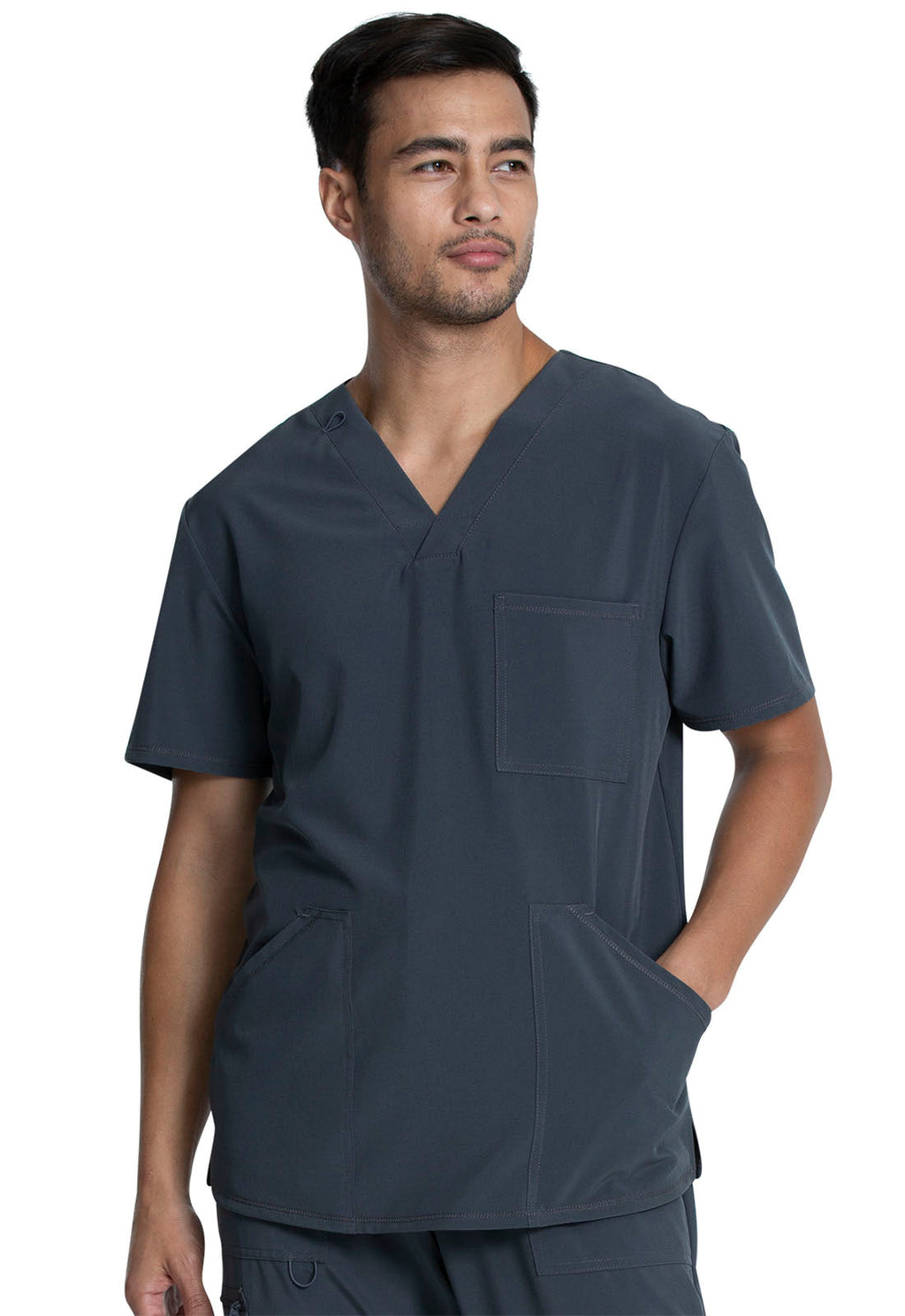 Allura CKA686 Men's V-Neck Scrub Top Pewter