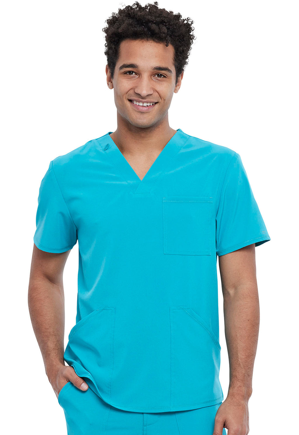 Allura CKA686 Men's V-Neck Scrub Top Teal Blue