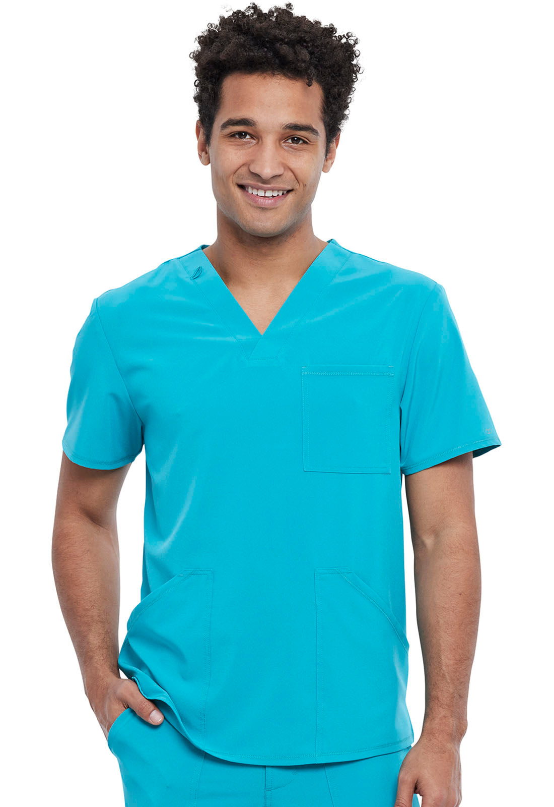 Allura CKA686 Men's V-Neck Scrub Top Teal Blue