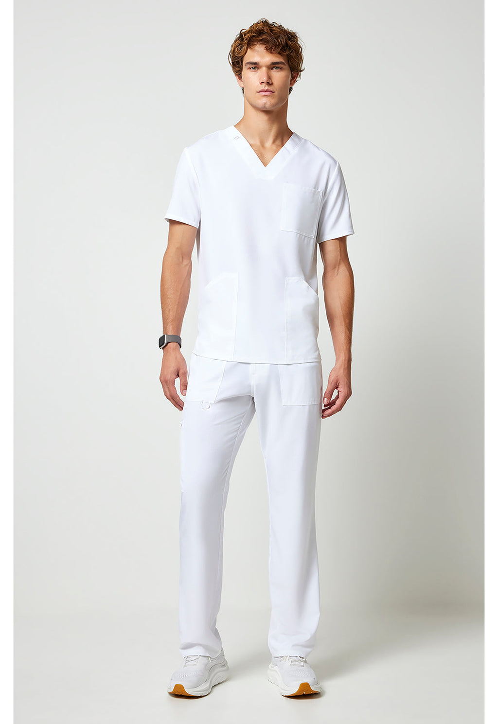Allura CKA686 Men's V-Neck Scrub Top White
