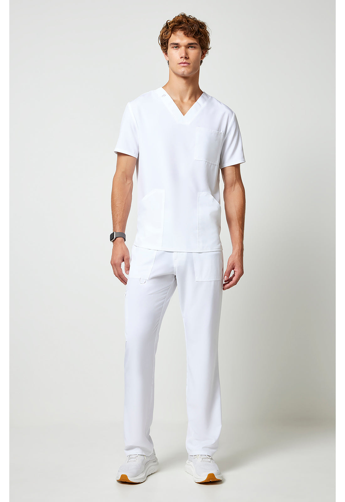 Allura CKA686 Men's V-Neck Scrub Top White