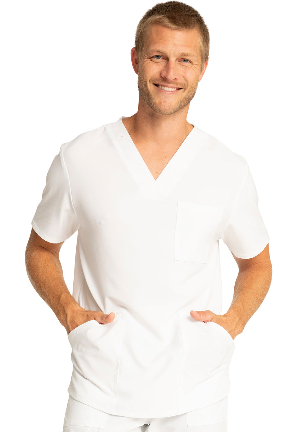 Allura CKA686 Men's V-Neck Scrub Top White