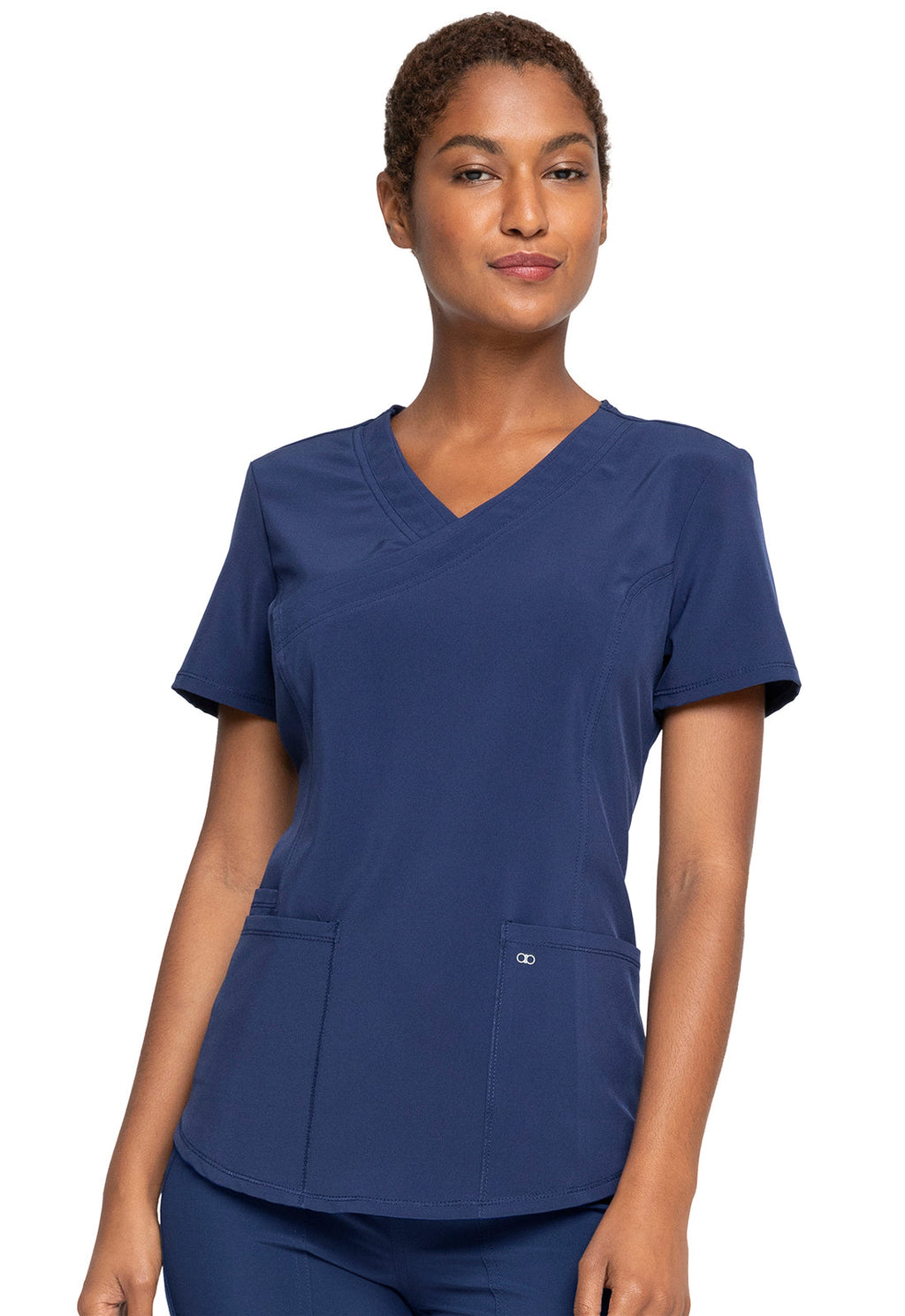 Allura CKA688 Mock Wrap Top Navy Model Image Front | Cherokee