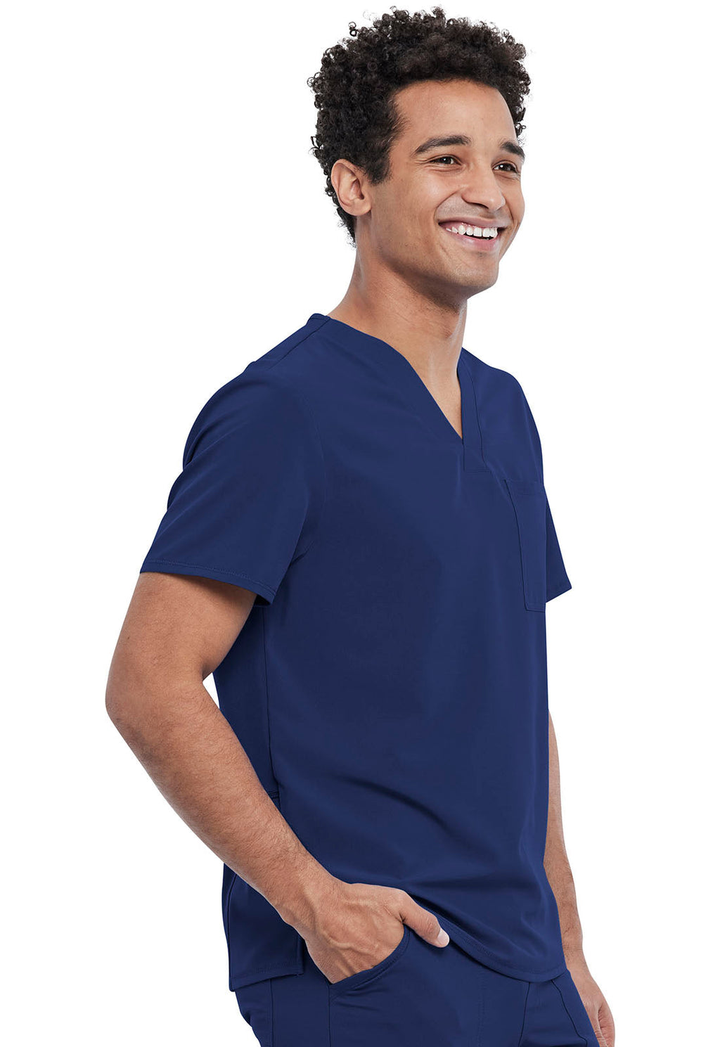 Allura CKA689 Men's Tuckable V-Neck Scrub Top Navy