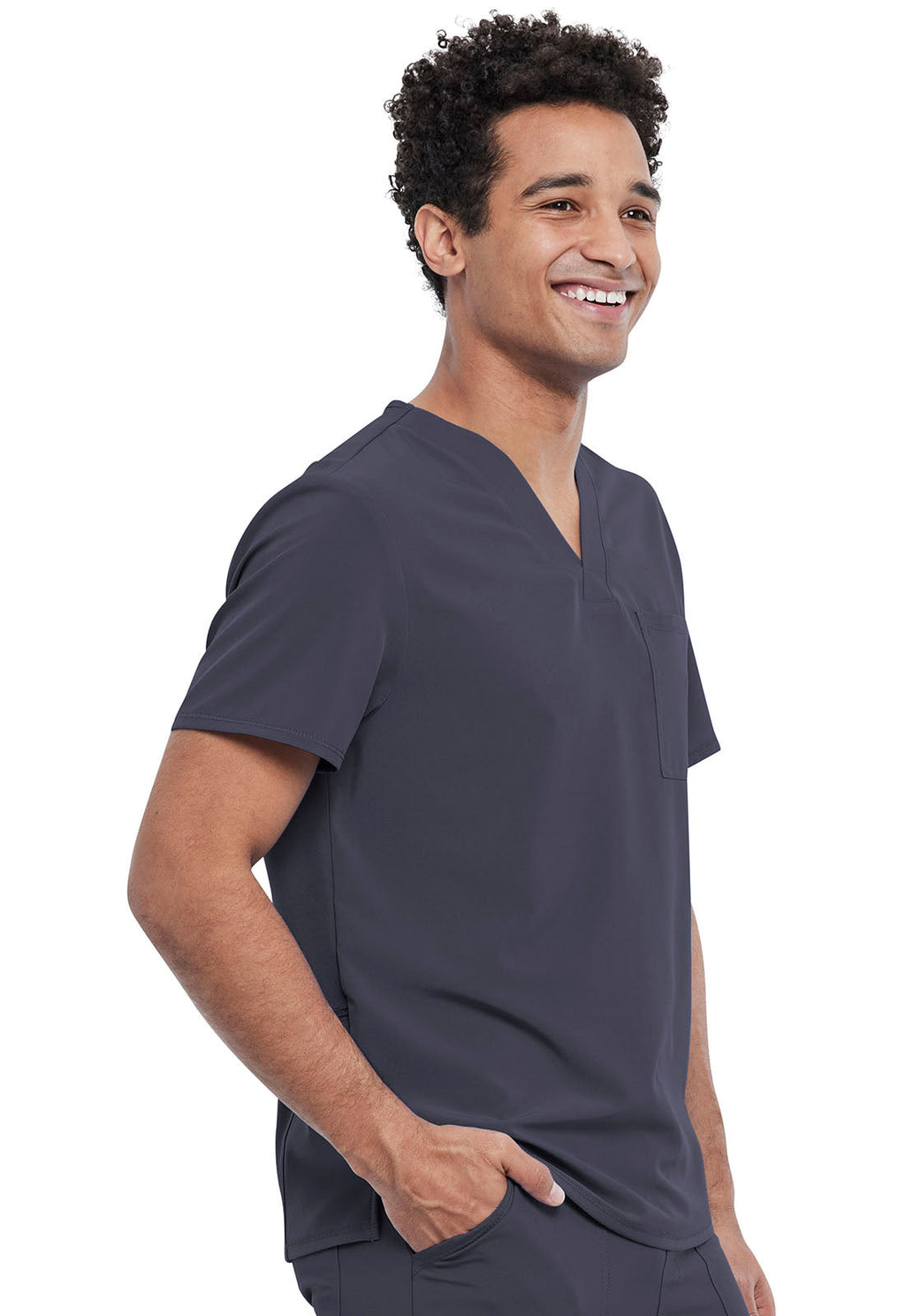 Allura CKA689 Men's Tuckable V-Neck Scrub Top Pewter