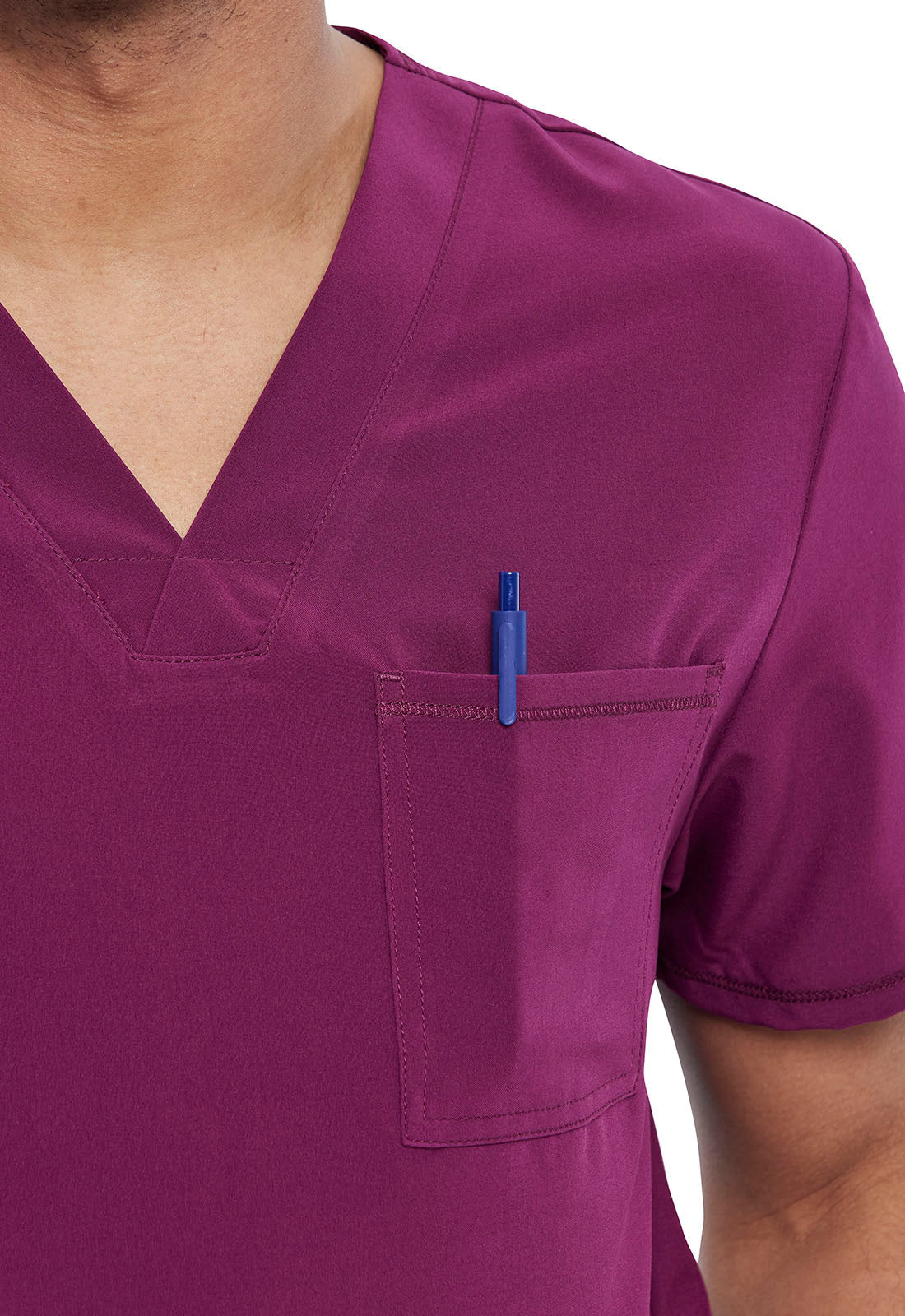 Allura CKA689 Men's Tuckable V-Neck Scrub Top Wine