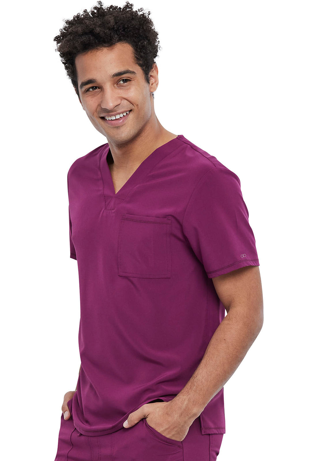 Allura CKA689 Men's Tuckable V-Neck Scrub Top Wine
