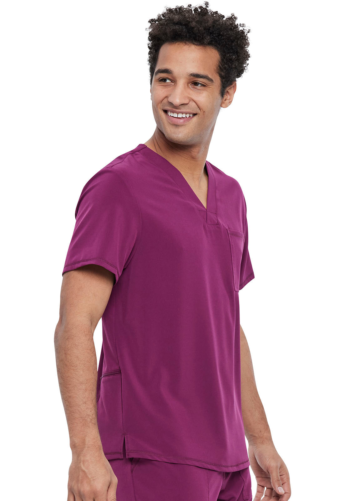 Allura CKA689 Men's Tuckable V-Neck Scrub Top Wine