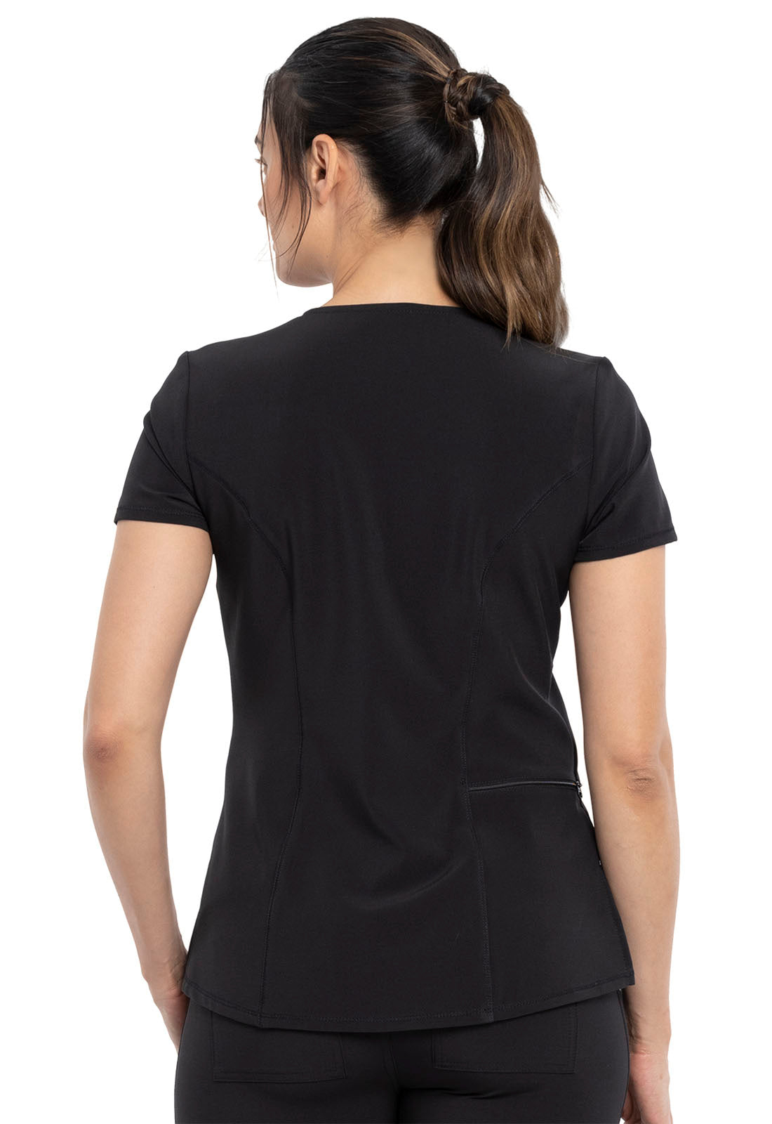 Allura CKA690 Women's Tuckable V-Neck Scrub Top Black