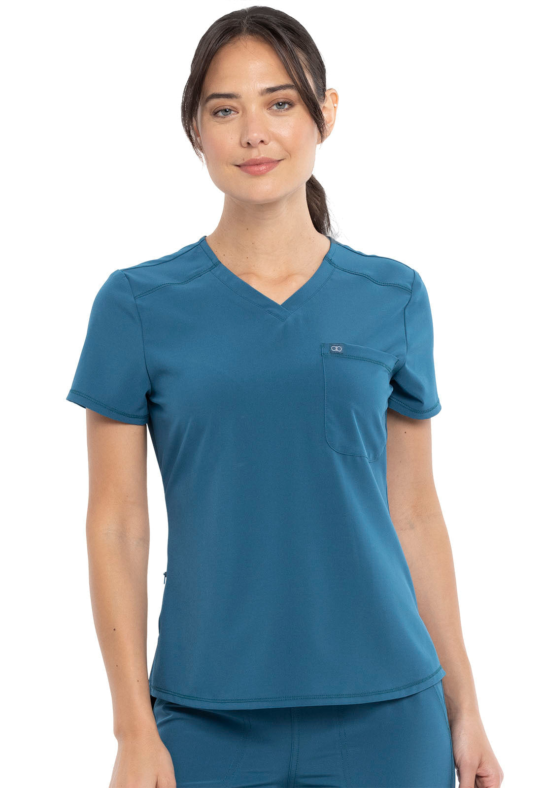 Allura CKA690 Women's Tuckable V-Neck Scrub Top Caribbean Blue