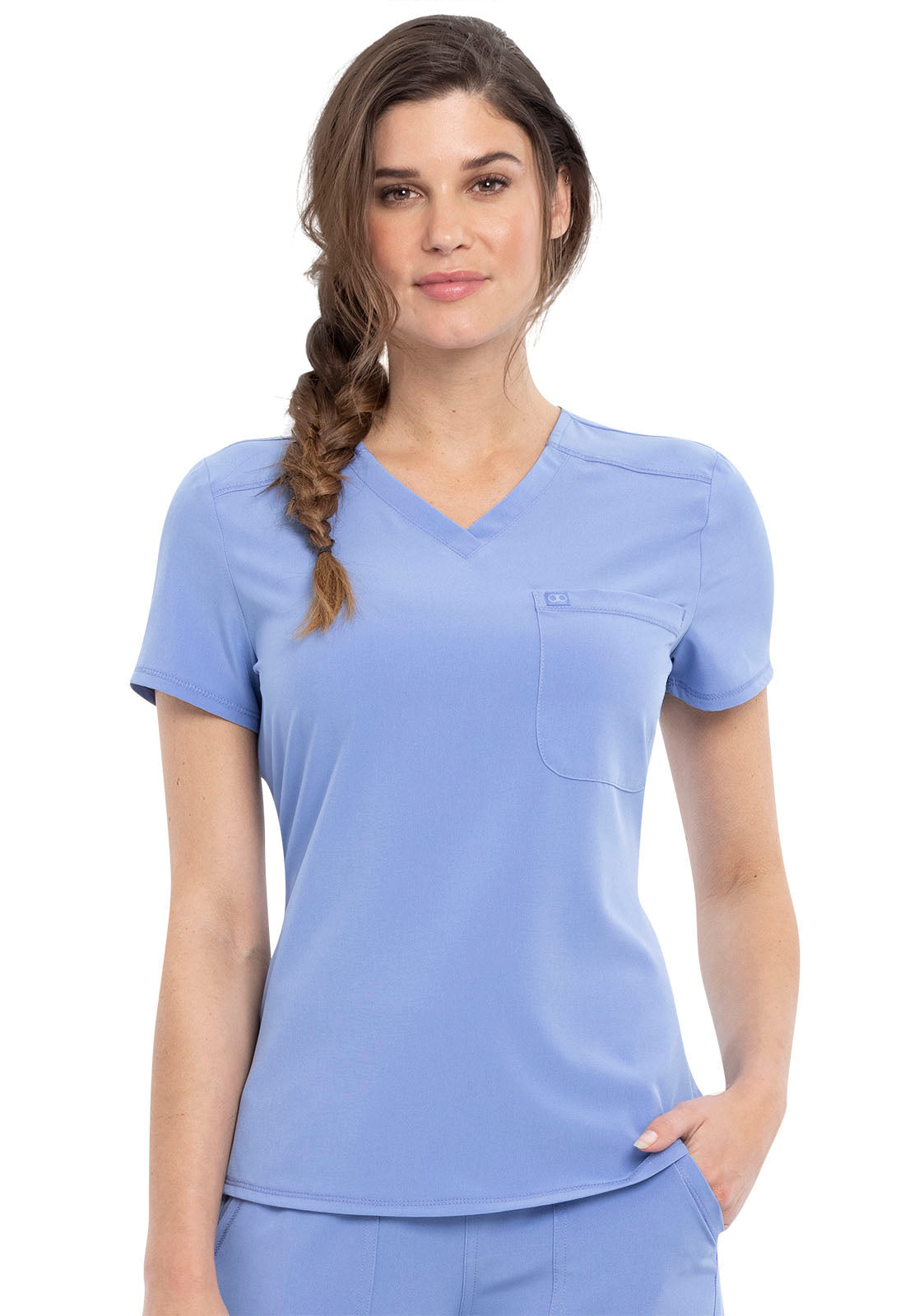 Allura CKA690 Women's Tuckable V-Neck Scrub Top Ciel Blue
