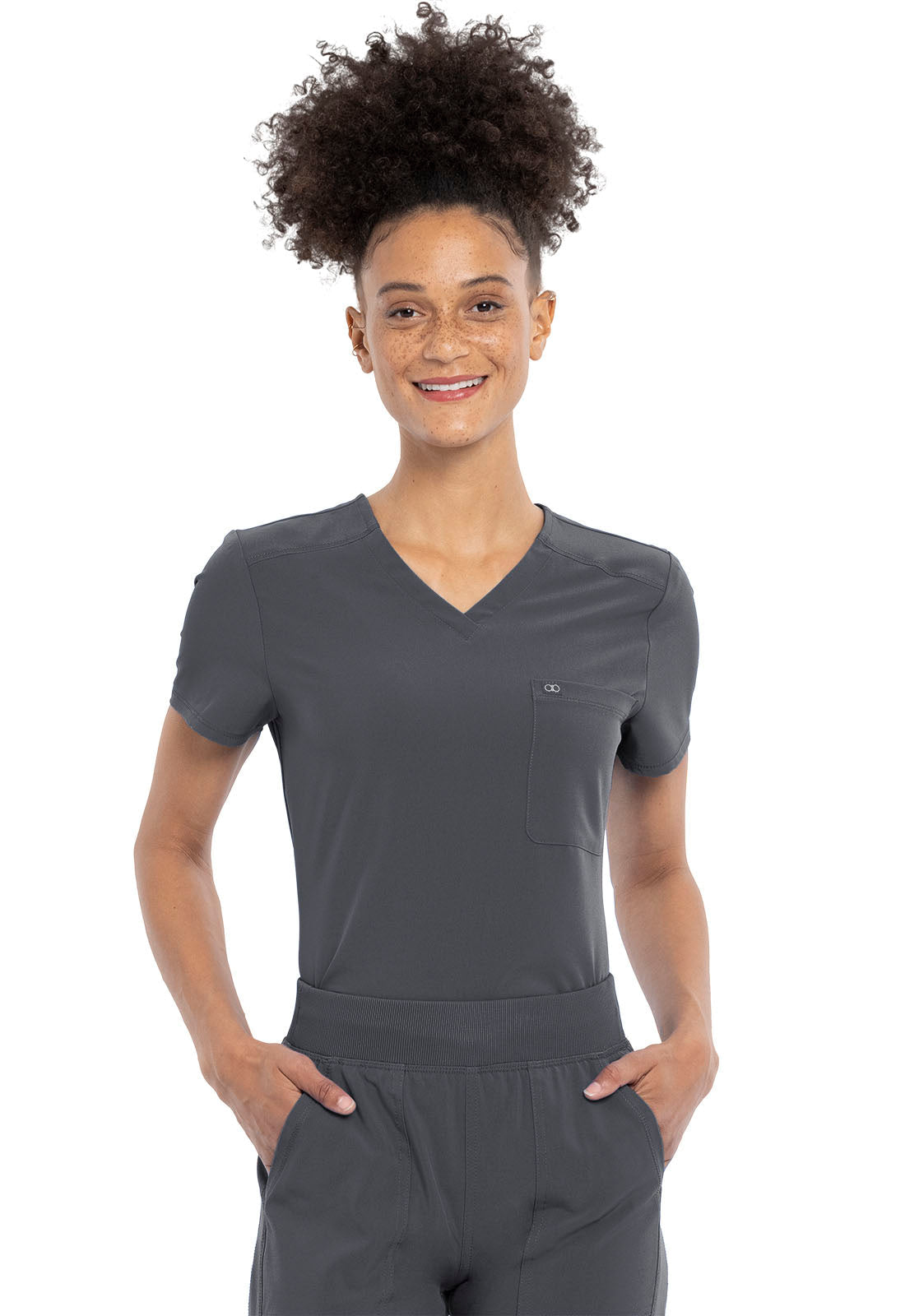 Allura CKA690 Women's Tuckable V-Neck Scrub Top Pewter