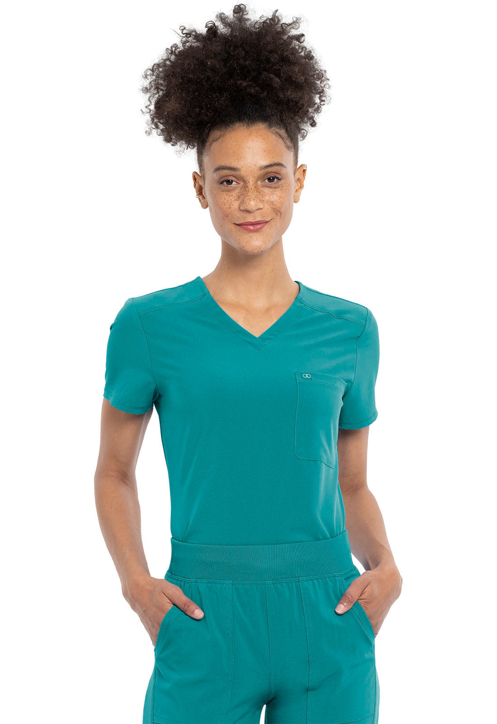 Allura CKA690 Women's Tuckable V-Neck Scrub Top Teal Blue