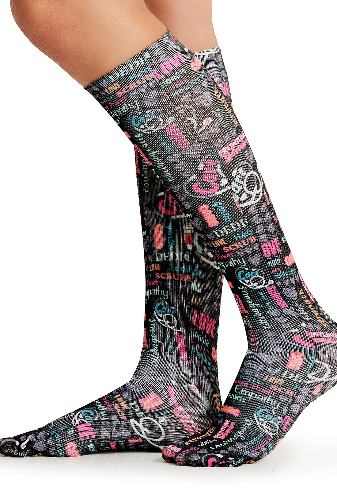 Legwear COMFORTSUPPORT Knee High 8-15 mmHg Compression Sock Nurse Power Model Image Right Side | Cherokee