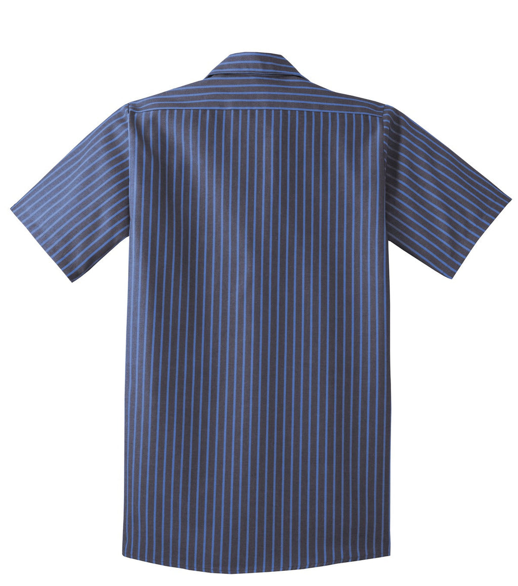 Red Kap Short Sleeve Striped Industrial Work Shirt CS20 Grey/Blue