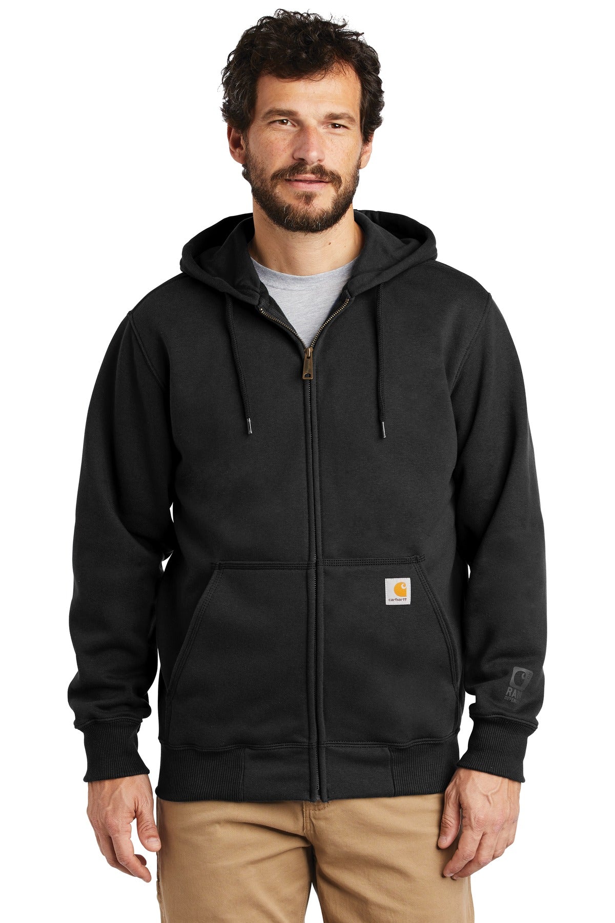 Carhartt Rain Defender Paxton Heavyweight Hooded Zip-Front Sweatshirt CT100614 Black