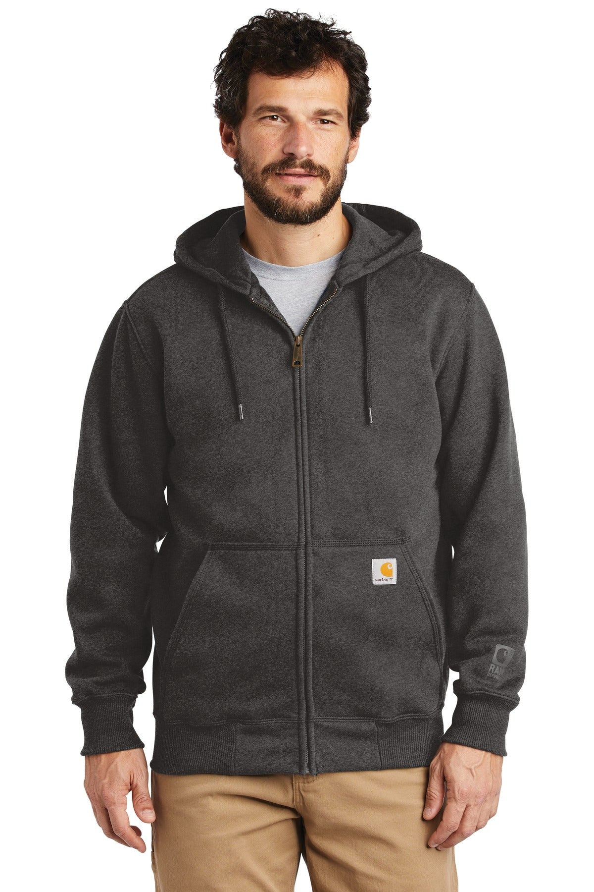 Carhartt Rain Defender Paxton Heavyweight Hooded Zip-Front Sweatshirt CT100614 Carbon Heather