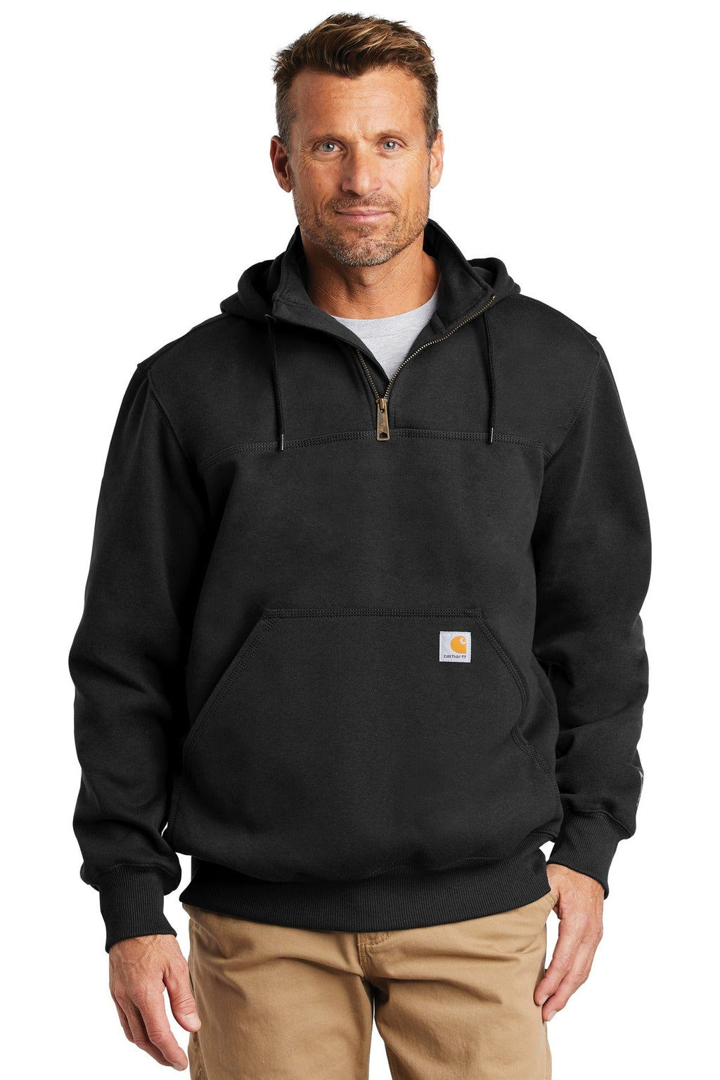 Carhartt Rain Defender Paxton Heavyweight Hooded Zip Mock Sweatshirt CT100617 Black