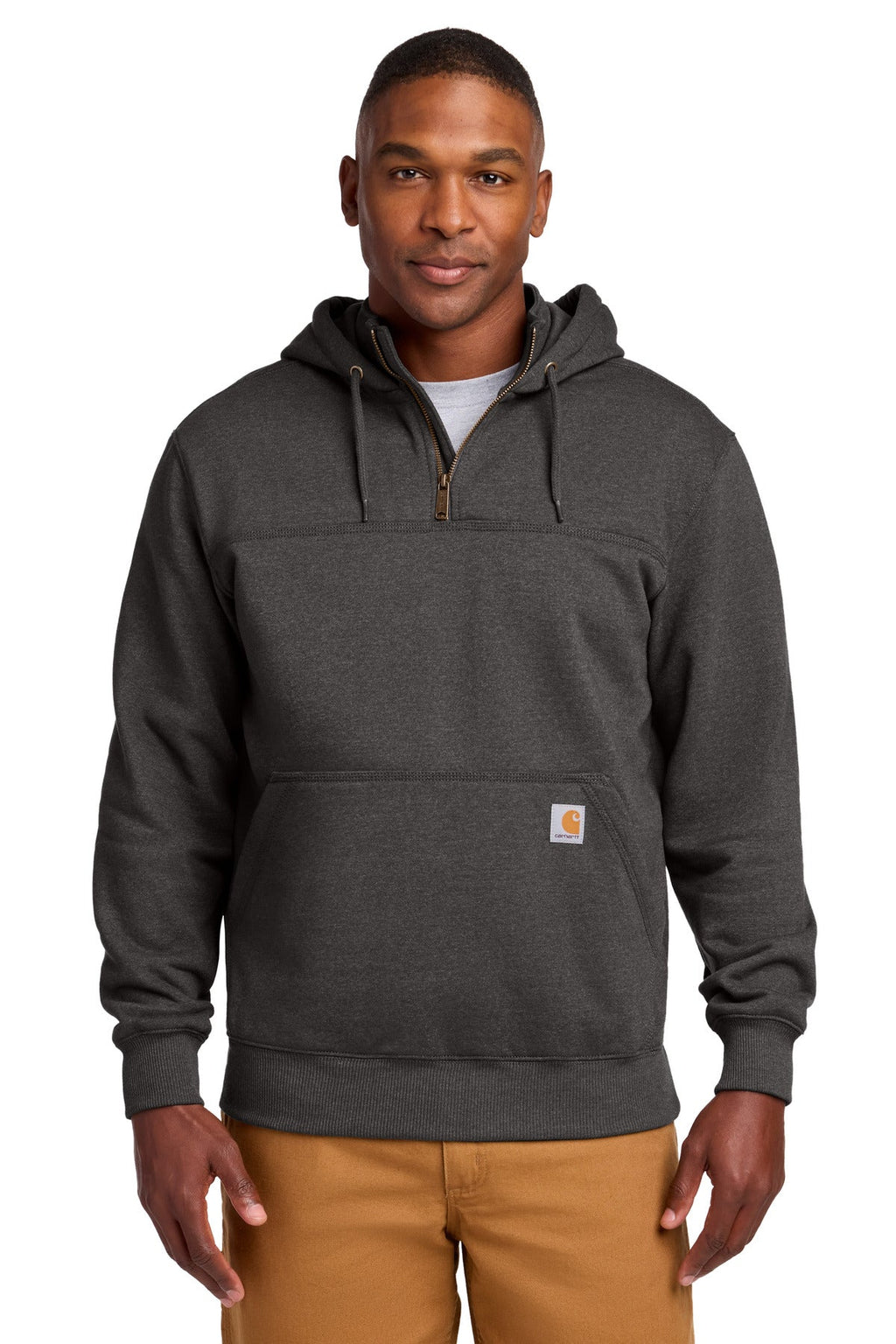 Carhartt Rain Defender Paxton Heavyweight Hooded Zip Mock Sweatshirt CT100617 Carbon Heather