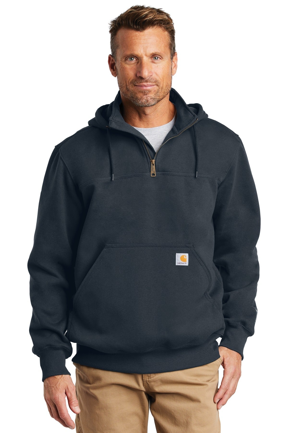 Carhartt Rain Defender Paxton Heavyweight Hooded Zip Mock Sweatshirt CT100617 New Navy