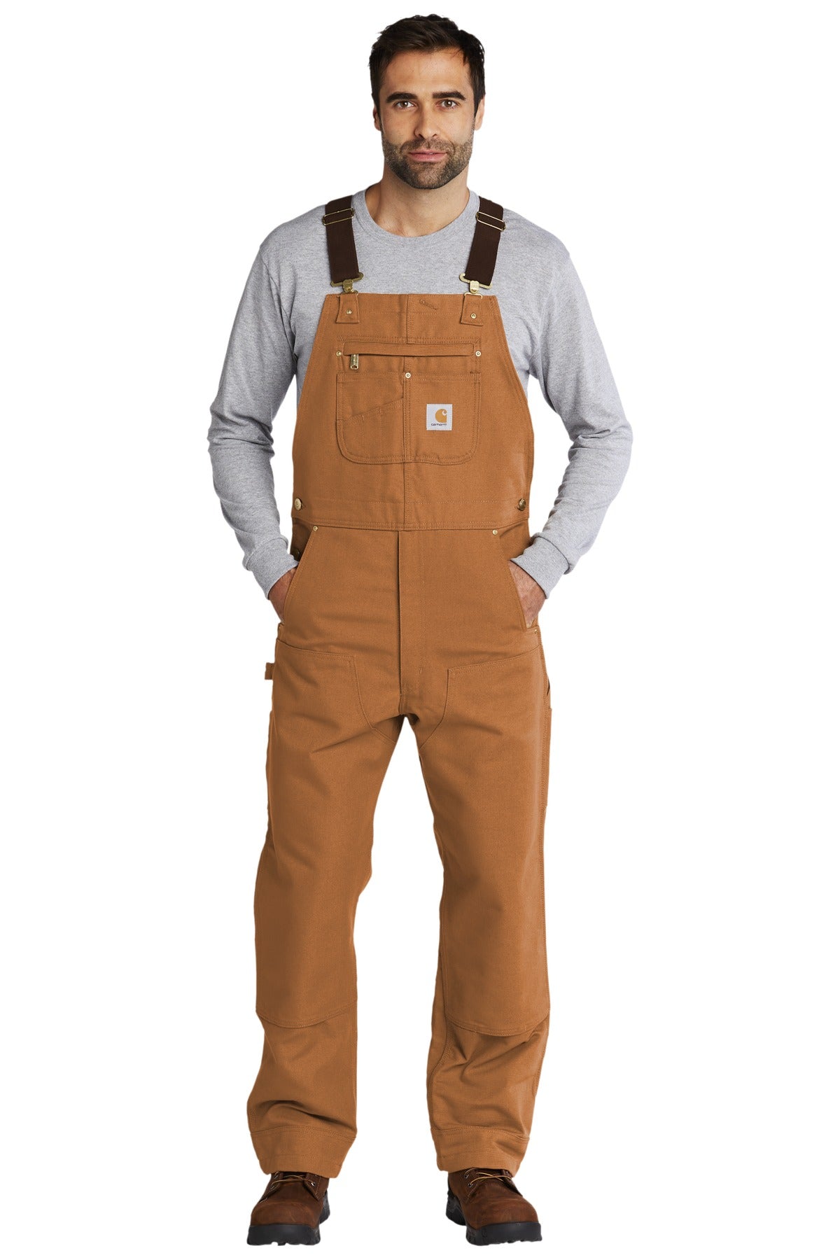 Carhartt Duck Unlined Bib Overalls CT102776 Carhartt Brown