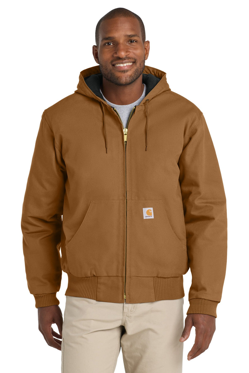 Carhartt Quilted-Flanne-Lined Duck Active Jac CT106677 Carhartt Brown