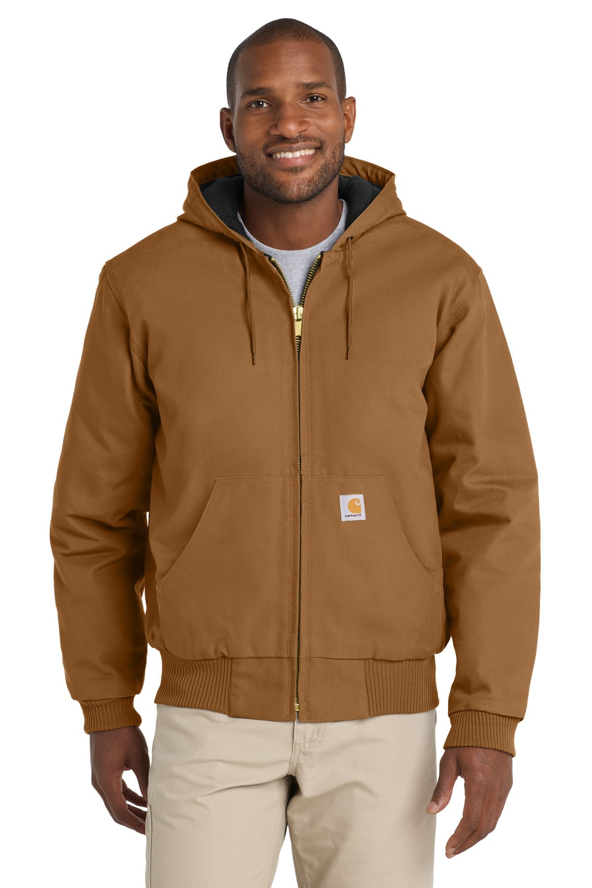 Carhartt Quilted-Flanne-Lined Duck Active Jac CT106677 Carhartt Brown