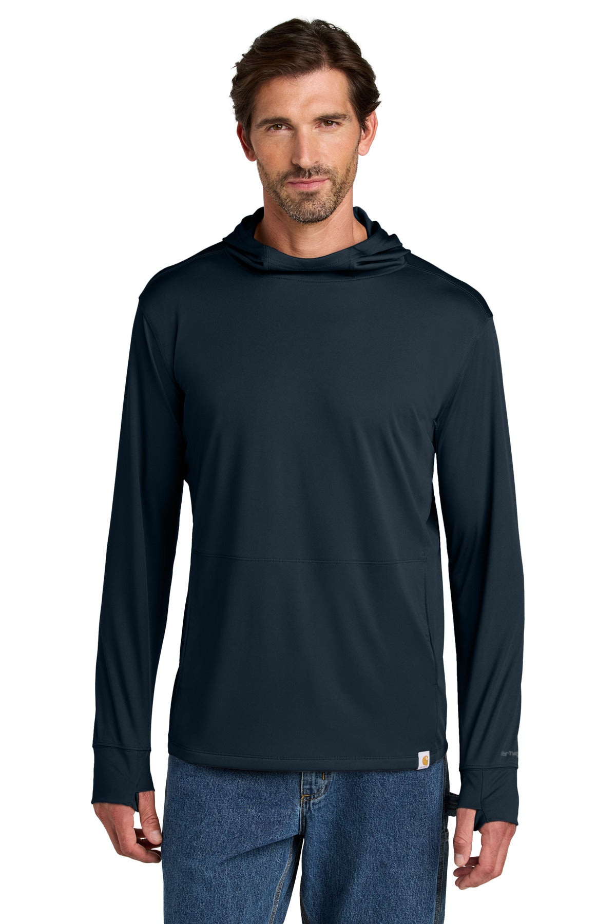 Carhartt Force Sun Defender Long Sleeve Hooded T-Shirt CT106923 Navy