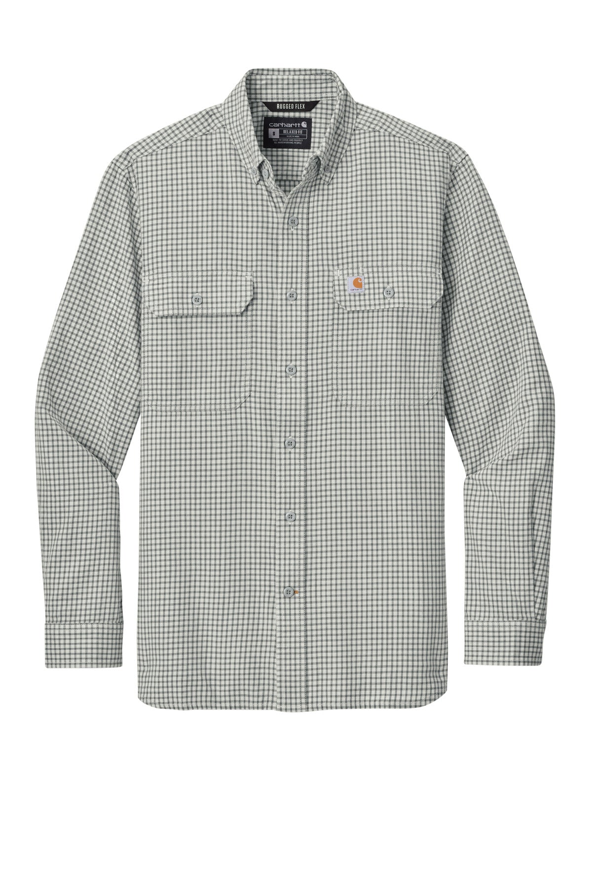Carhartt Rugged Flex Plaid Long Sleeve Shirt CT107109 Check Steel Malt