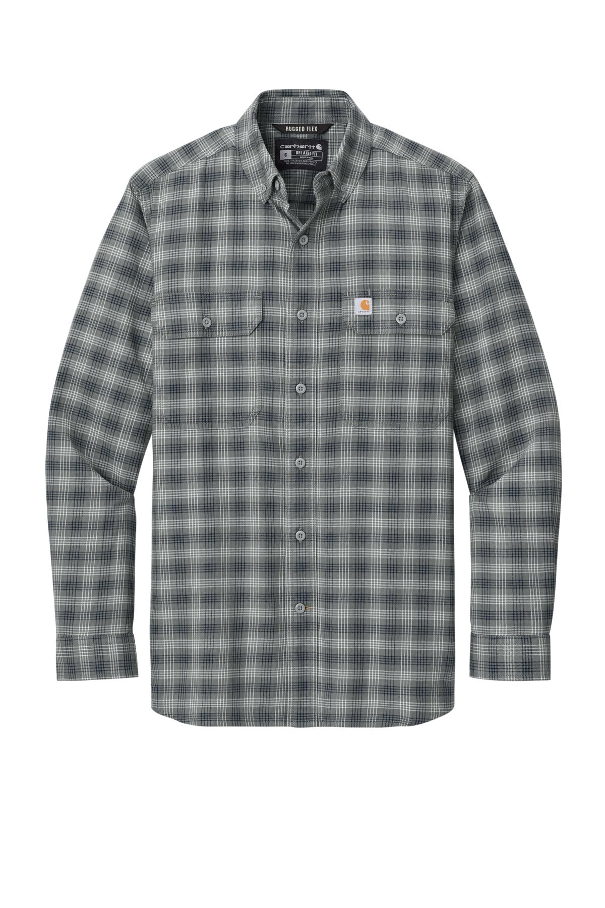 Carhartt Rugged Flex Plaid Long Sleeve Shirt CT107109 Plaid Steel Navy