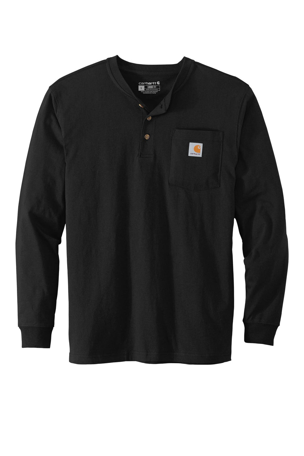 Carhartt Long Sleeve Henley T-Shirt CTK128 Black
