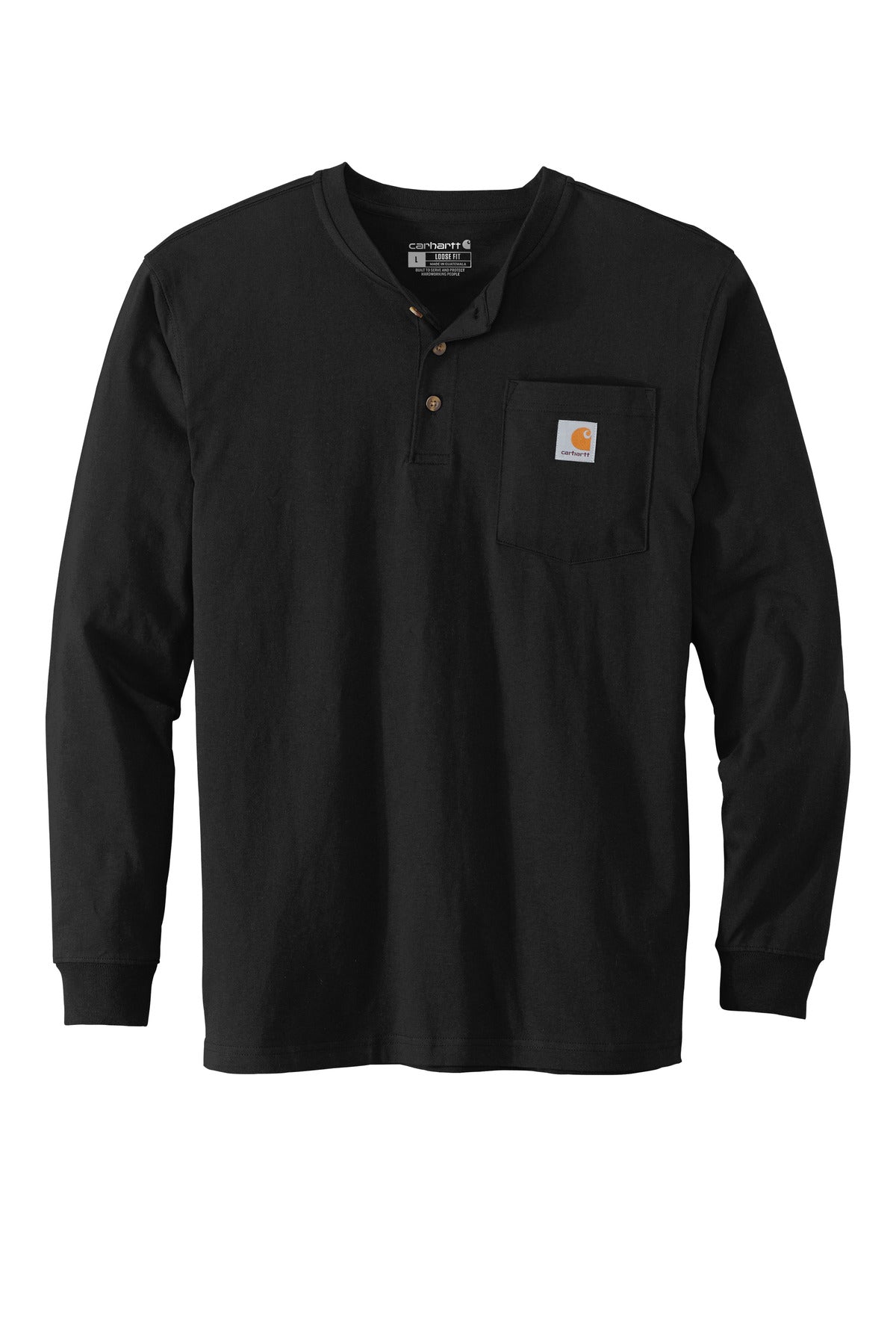 Carhartt Long Sleeve Henley T-Shirt CTK128 Black