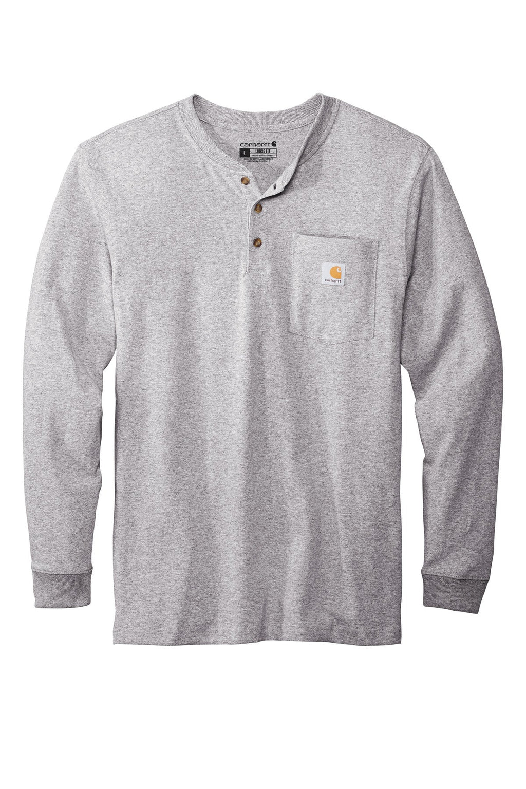 Carhartt Long Sleeve Henley T-Shirt CTK128 Heather Grey