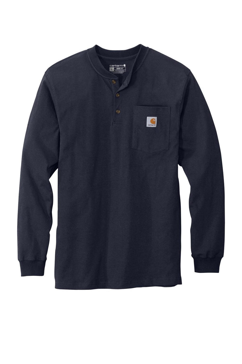 Carhartt Long Sleeve Henley T-Shirt CTK128 Navy