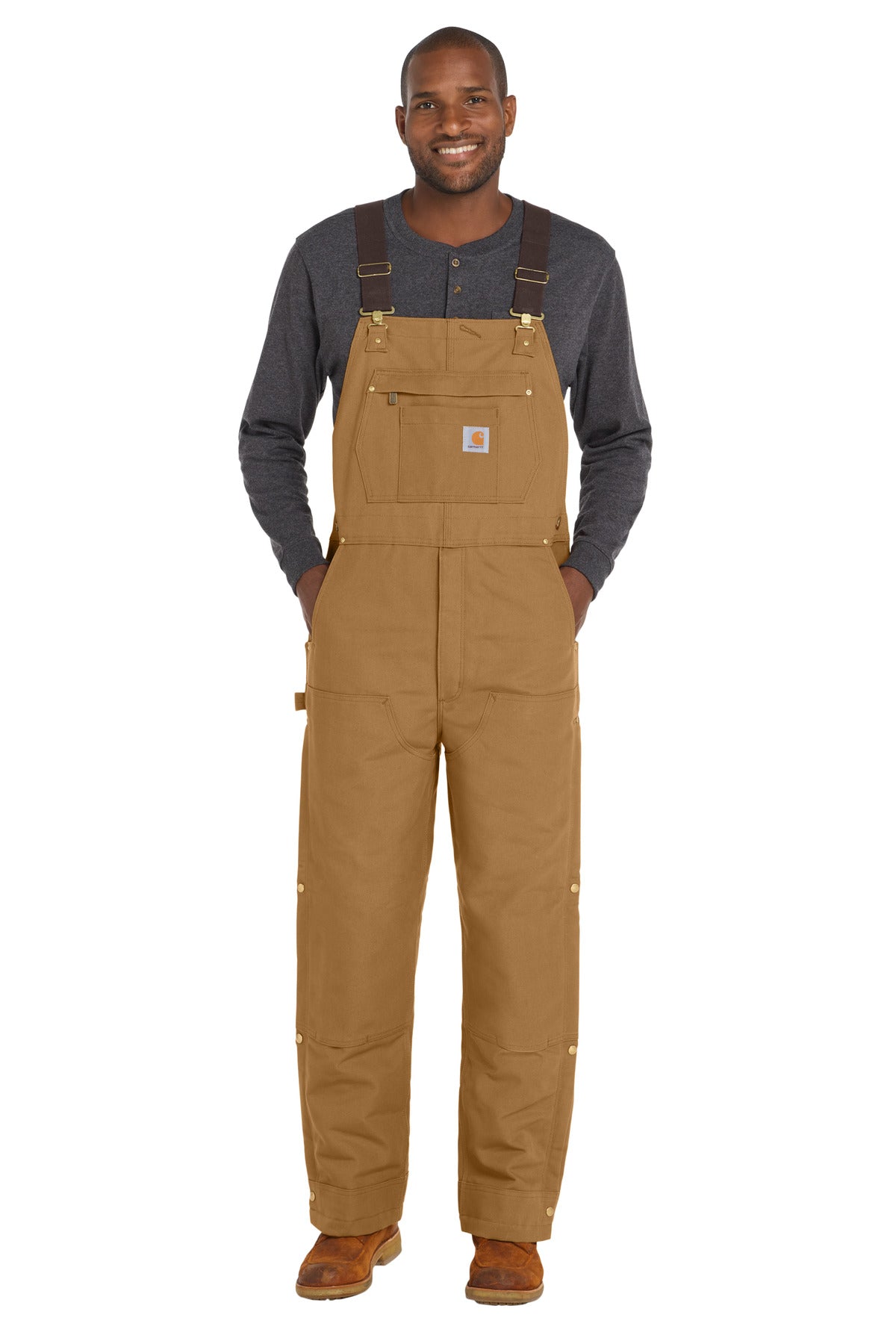 Carhartt Short Firm Duck Insulated Bib Overalls CTS106672 Carhartt Brown