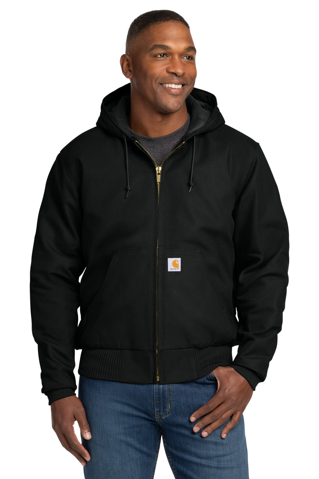 Carhartt Tall Quilted-Flannel-Lined Duck Active Jac CTT106677 Black