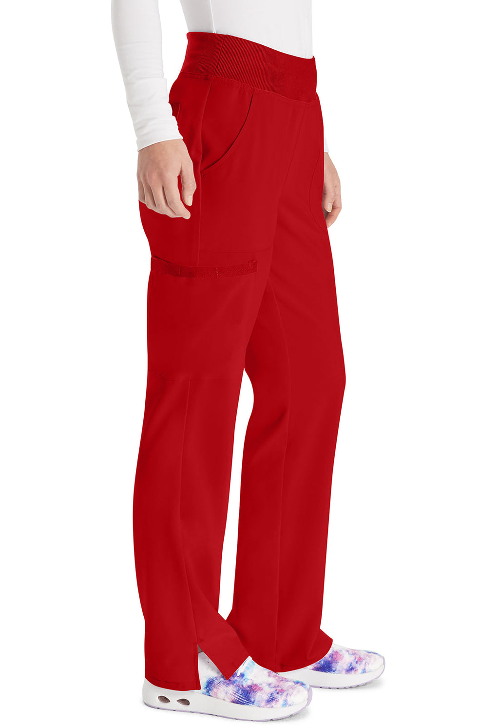 EDS Essentials DK005 Natural Rise Tapered Leg Pull-On Pants Red Model Image Left Side | Dickies