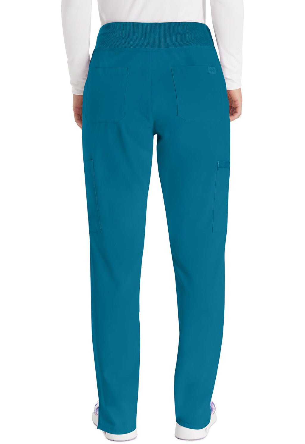 EDS Essentials DK005 Women's Natural Rise Tapered Leg Pull-On Scrub Pants Caribbean Blue